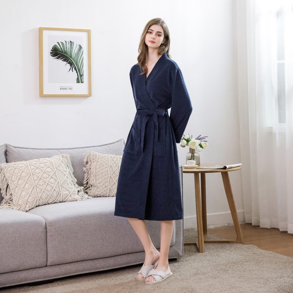 Navy Blue Towel Bathrobe