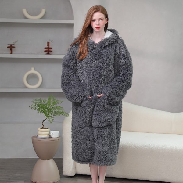 Fleece Hooded Bathrobe