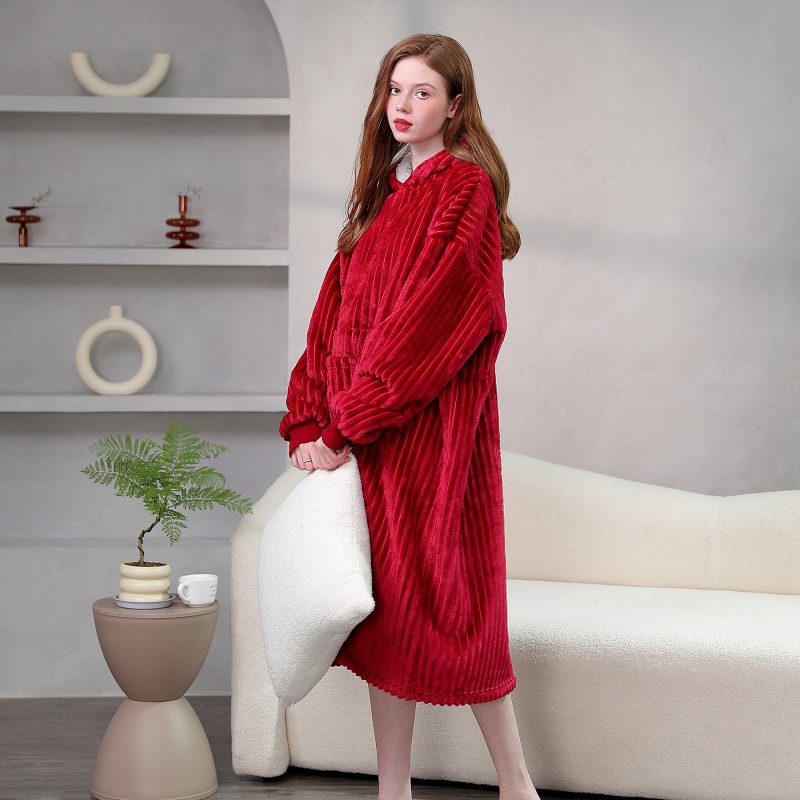 Fleece Bathrobe With Hood